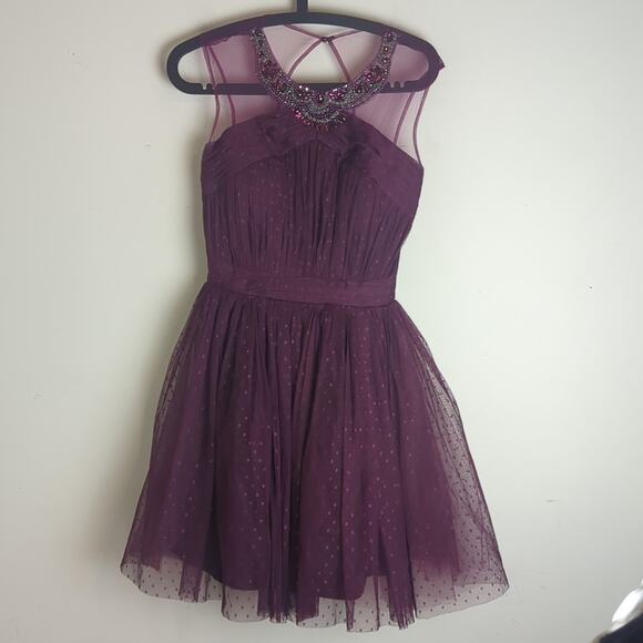 Embellished Mesh Top Full Prom Skater Dress Women's Size 8 - Picture 2 of 9